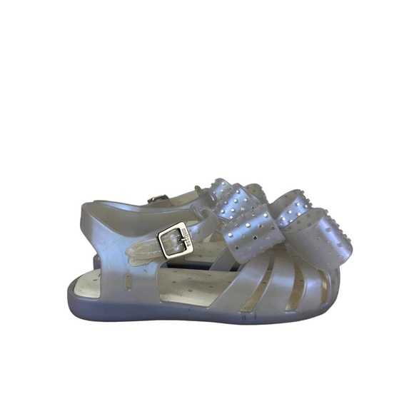 Mini Melissa Irridescent Aranha Disco Bow Jelly Sandals Girls Size: 9 - Picture 1 of 8